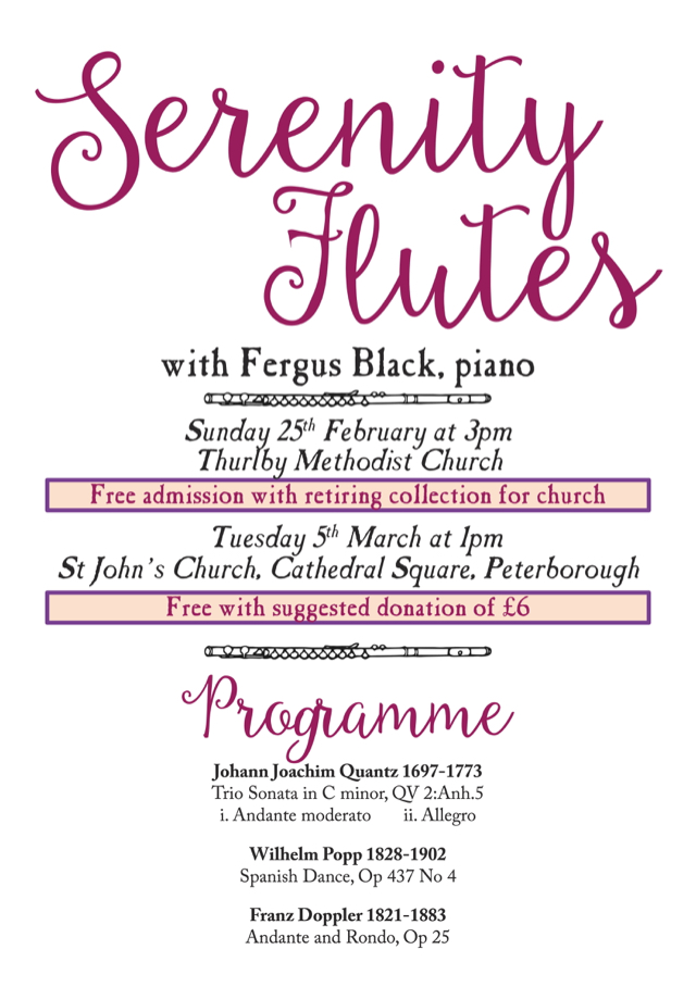 Photo of concert programme on 25th Feb 2024 at Thurlby Methodist Church